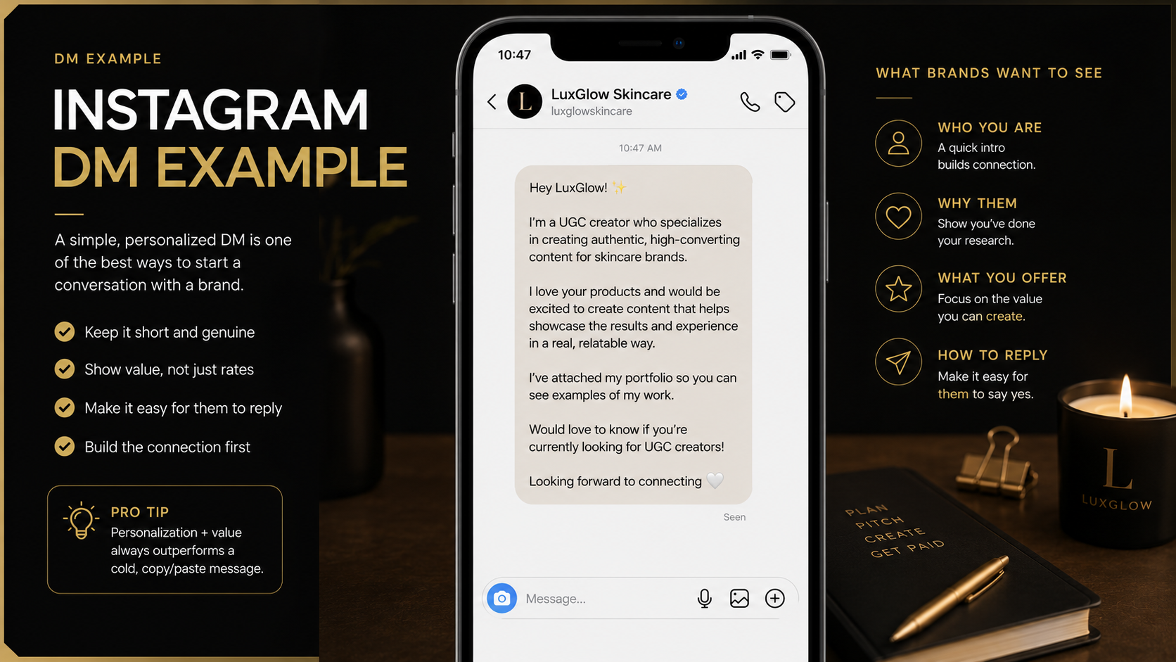 UGC Instagram DM example