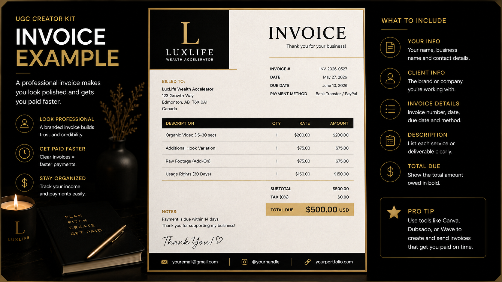 UGC invoice example