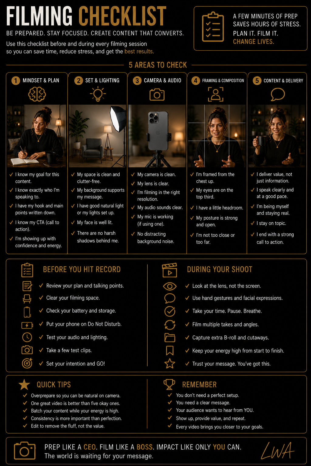 Content filming checklist