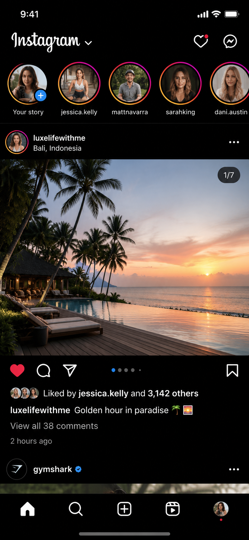 Instagram home screen