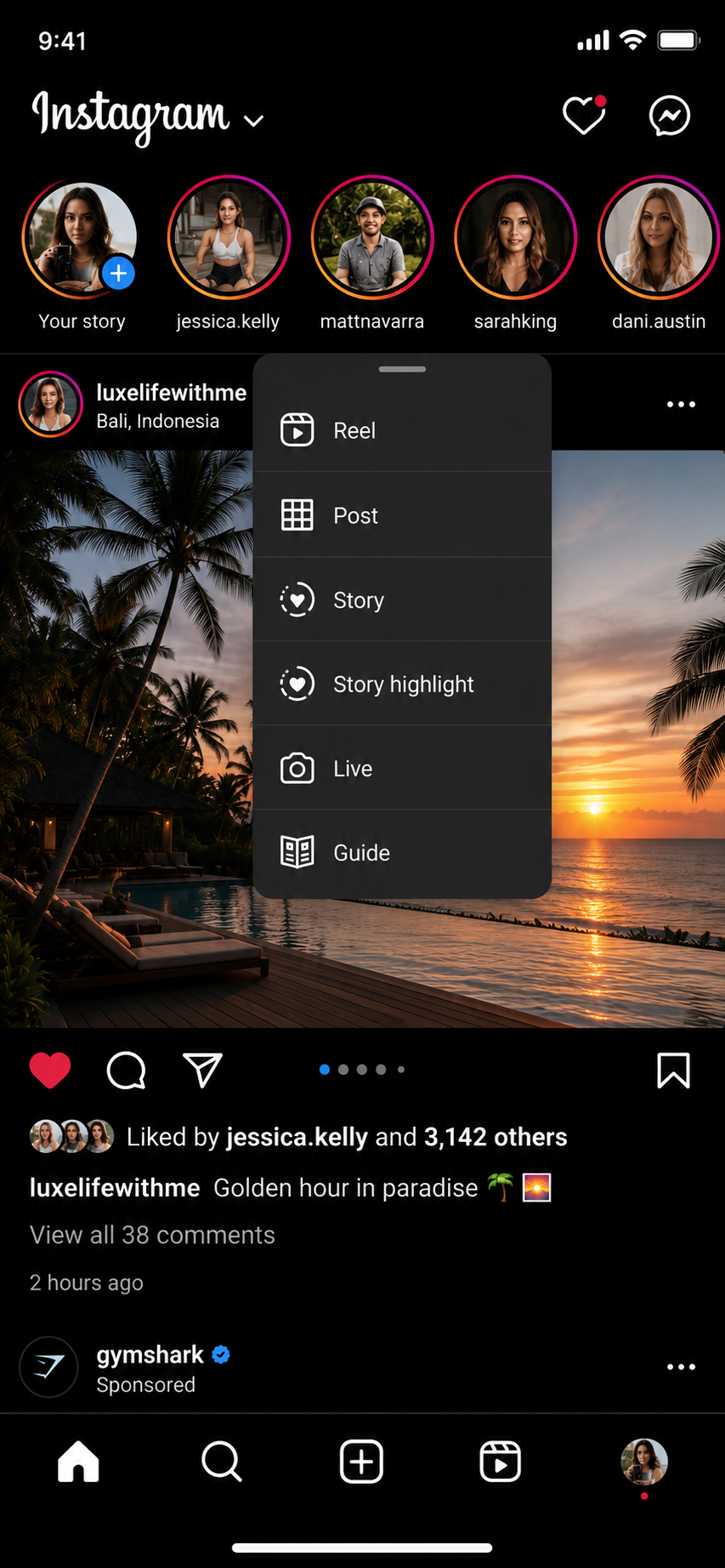 Instagram plus button