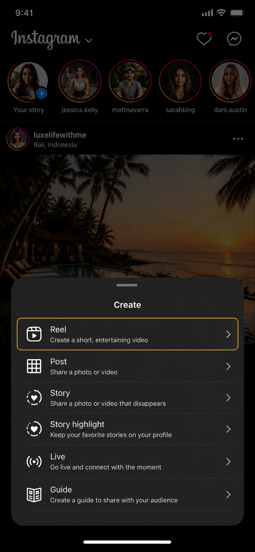 Choose Instagram Reel