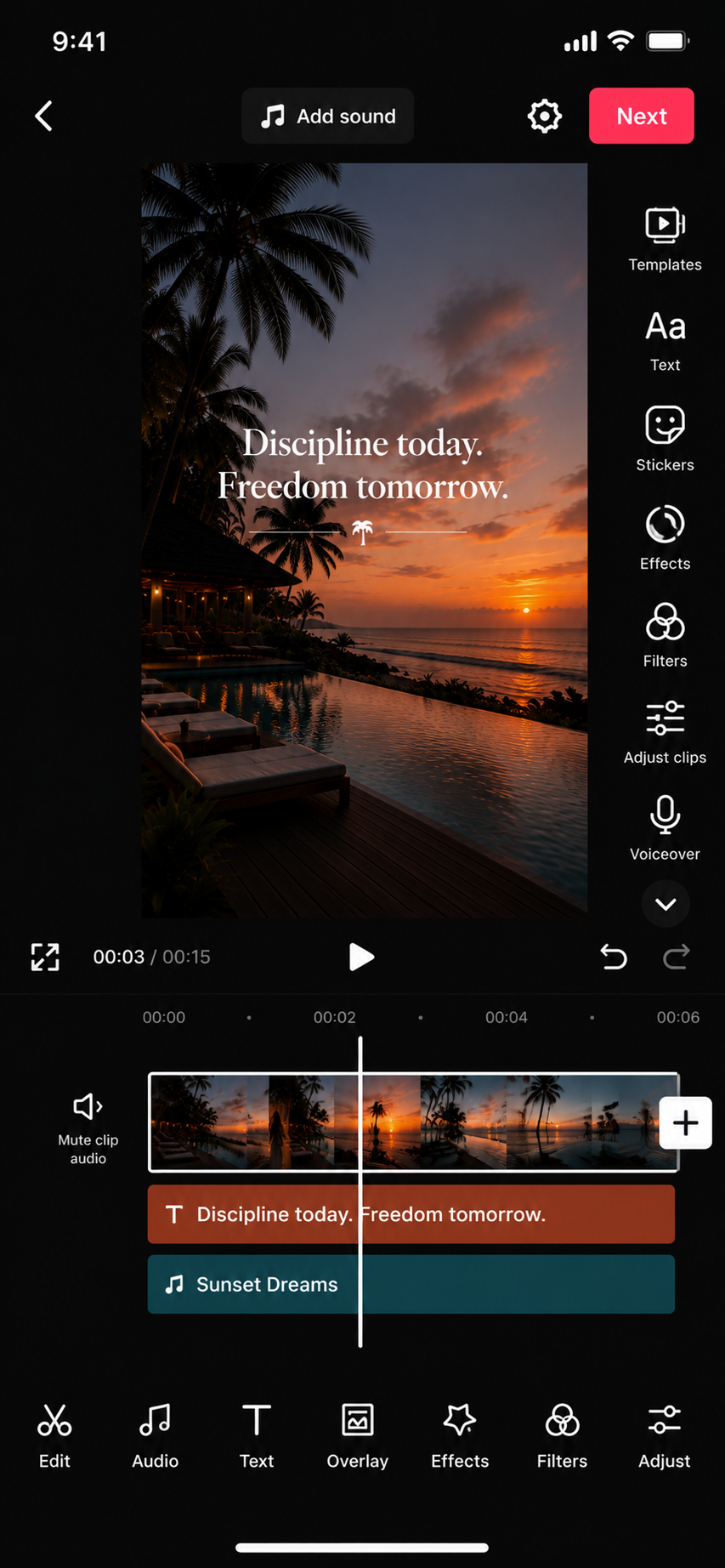 TikTok edit screen