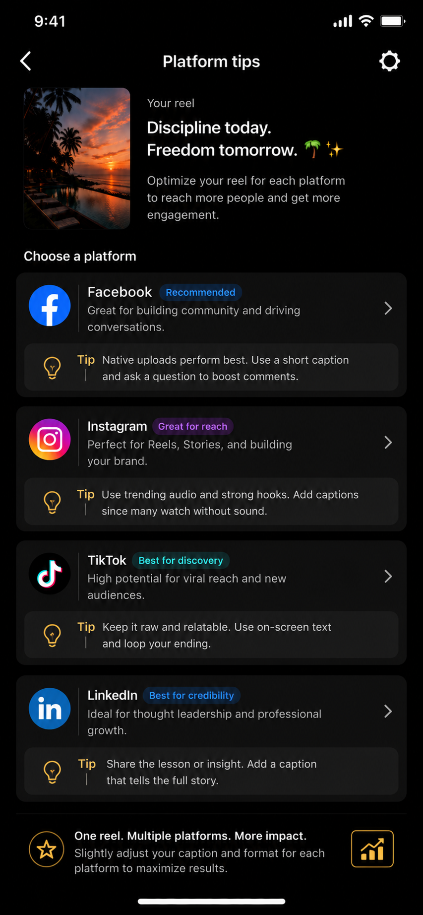Instagram TikTok and Facebook platform tips