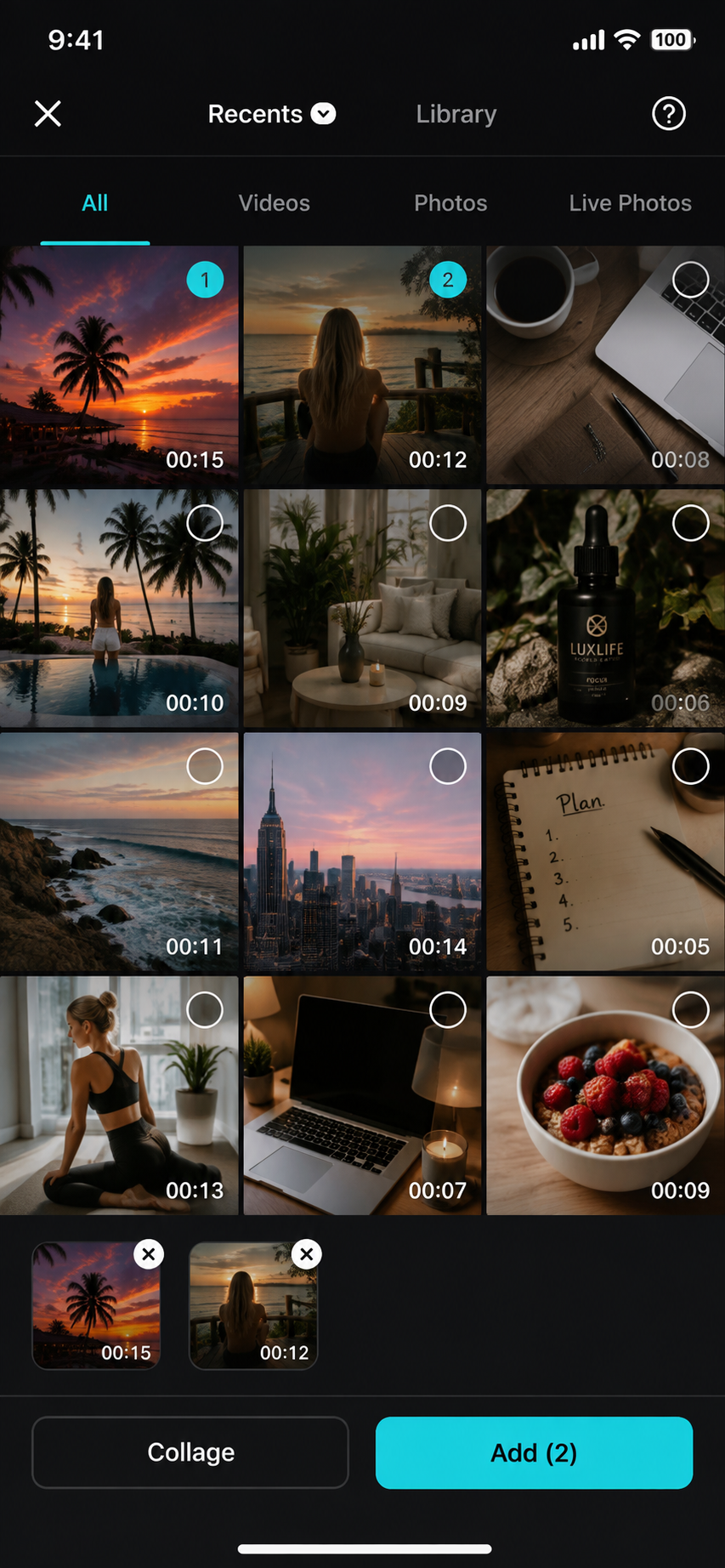 CapCut new project button