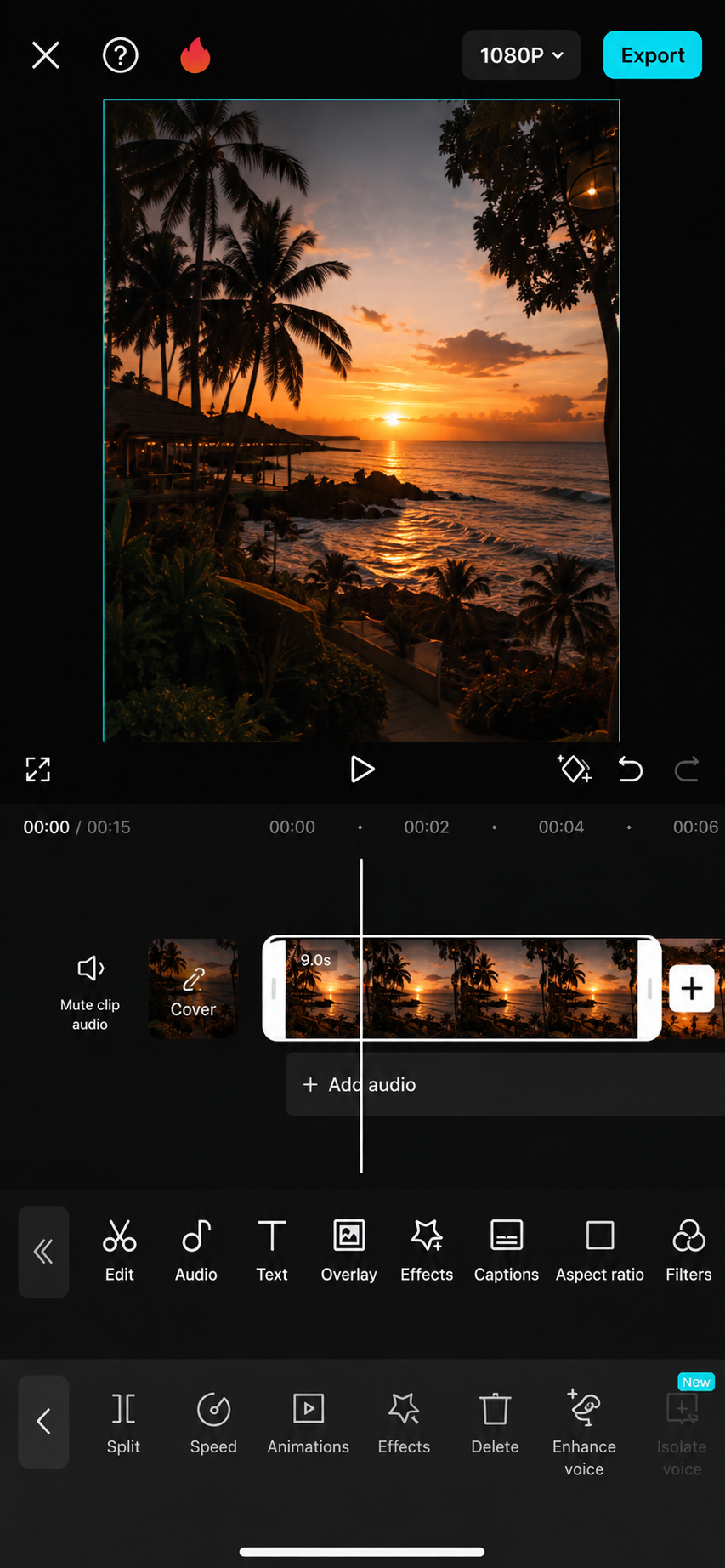 CapCut select clips screen