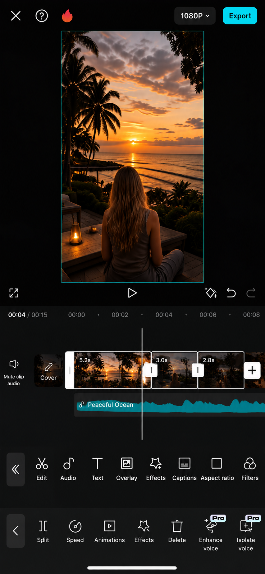 CapCut editing timeline