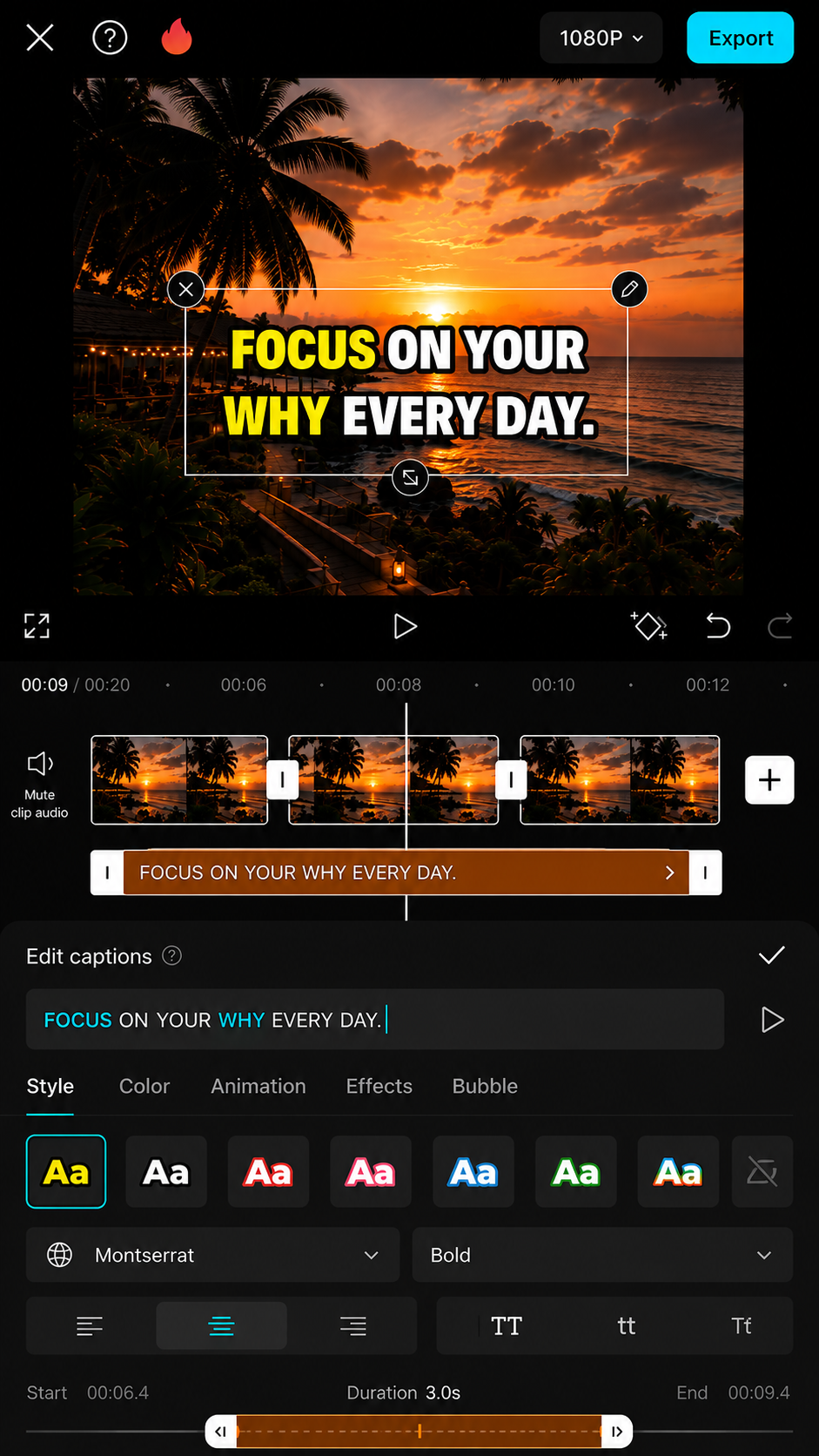 CapCut edit captions