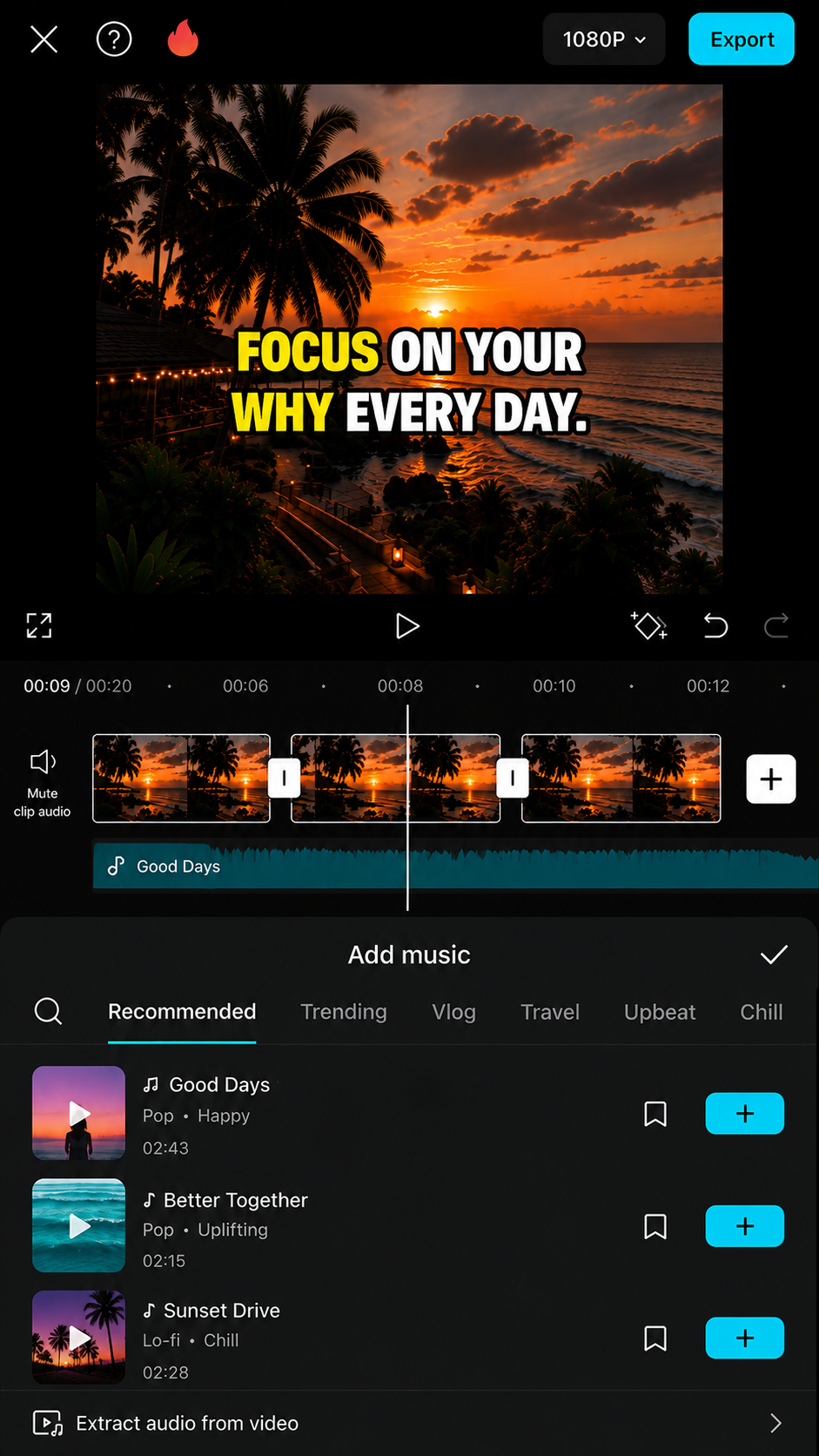 CapCut add music