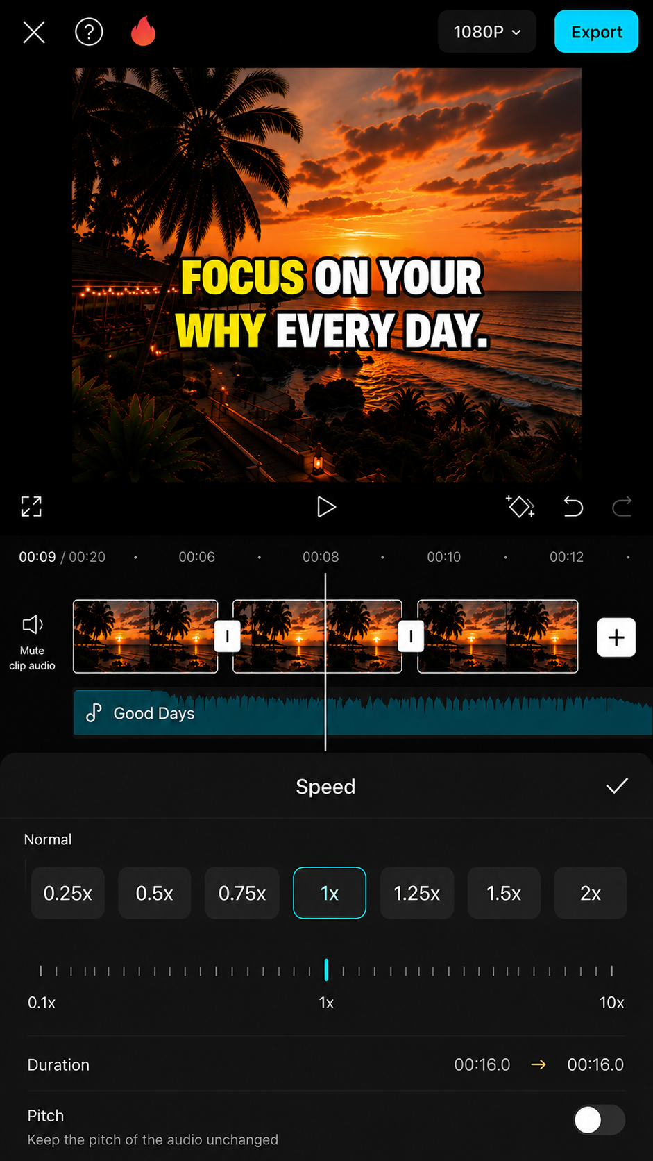 CapCut speed controls