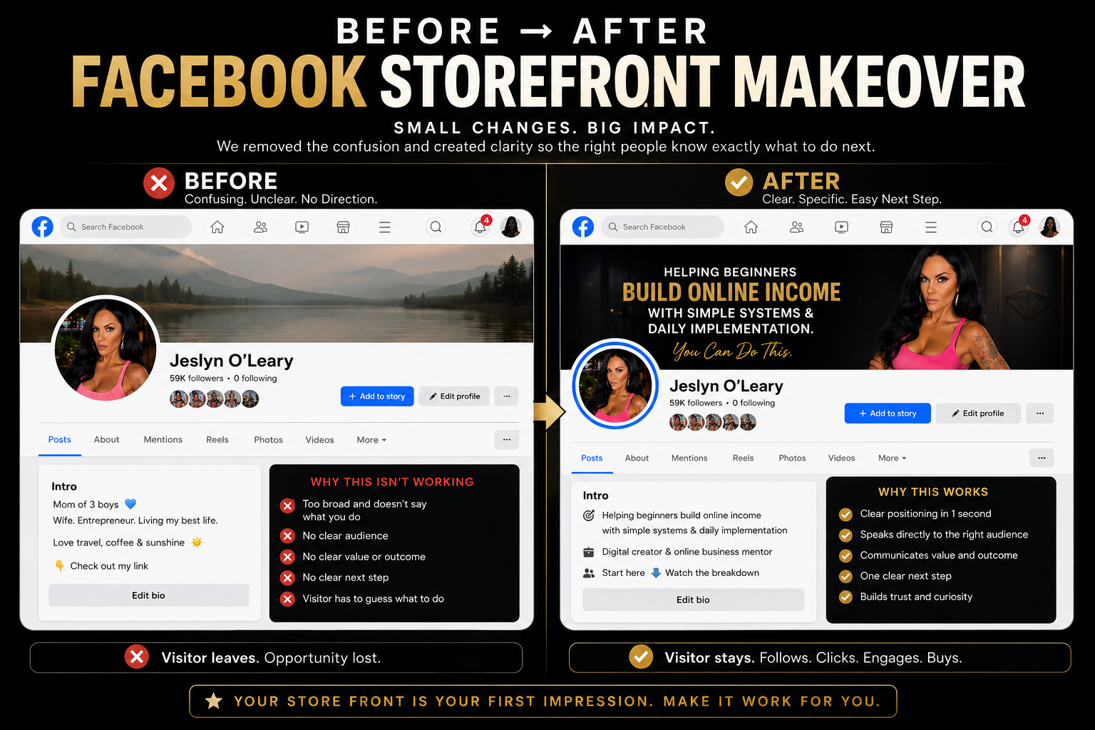 Facebook Before and After Storefront Makeover